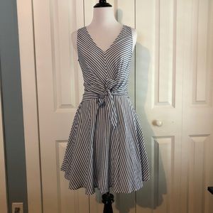 Lulu’s Blue and White Striped Fit & Flare Dress